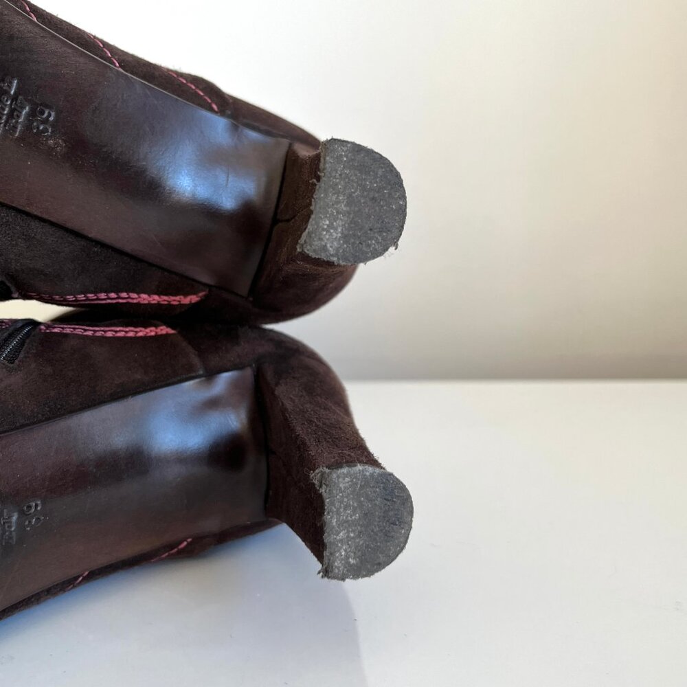 Nancy Nancy Brown Suede Leather Knee High Boots Made in Italy Women's 39 - Picture 11 of 16